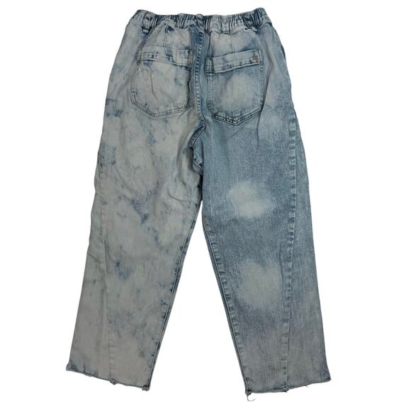 Frayed Women's 26 x 24 Blue High Rise Cropped Barrel Colorblock Jeans MSRP $89 - Picture 5 of 11